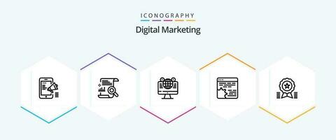 Digital Marketing 25 Line icon pack including cog. api. search. facebook. computer vector