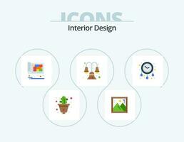 Interior Design Flat Icon Pack 5 Icon Design. time. lamp. building. interior. decorate vector