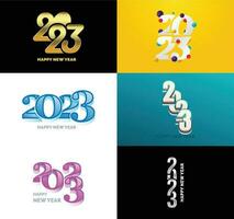 Big Collection of 2023 Happy New Year symbols Cover of business diary for 2023 with wishes vector