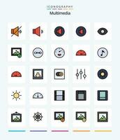 Creative Multimedia 25 Line FIlled icon pack  Such As key. performance. image. gauge. code vector