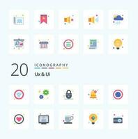 20 Ux And Ui Flat Color icon Pack like network earth padlock reminder bell vector