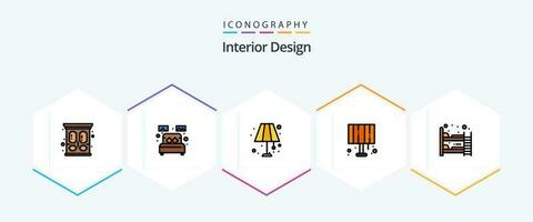 Interior Design 25 FilledLine icon pack including baby bed. lighting. home decorate. light. lighting home vector