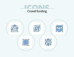 Crowdfunding Blue Icon Pack 5 Icon Design. monitor email. imac. fundraising. transformation. currency exchange vector