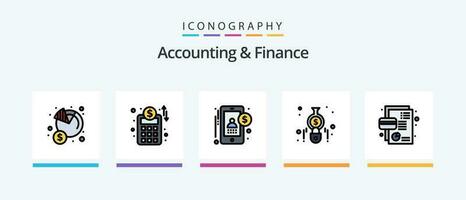 Accounting And Finance Line Filled 5 Icon Pack Including finance. chart. banking. revenue. increase. Creative Icons Design vector