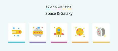 Space And Galaxy Flat 5 Icon Pack Including . planet. space. galaxy. astronomy. Creative Icons Design vector