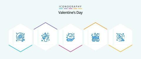 Valentines Day 25 Blue icon pack including love. love bed. protect. love. bed vector