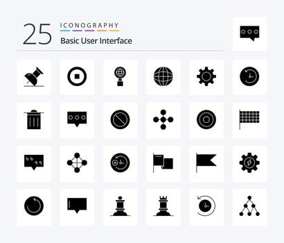 Basic 25 Solid Glyph icon pack including ui. basic. basic. time machine. backup vector