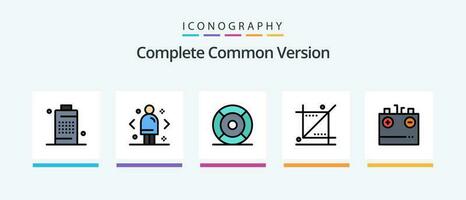 Complete Common Version Line Filled 5 Icon Pack Including charging. battery. ui. interior. drawer. Creative Icons Design vector