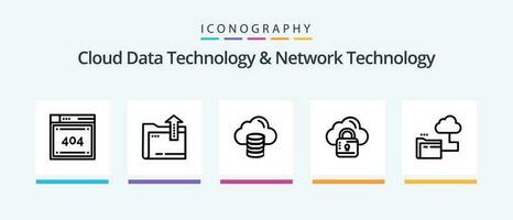 Cloud Data Technology And Network Technology Line 5 Icon Pack Including wifi . error. globe . codiing.  file. Creative Icons Design vector