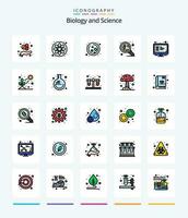 Creative Biology 25 Line FIlled icon pack  Such As lcd. display. molecule. science. molecule vector