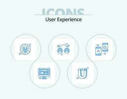 usuario experiencia azul icono paquete 5 5 icono diseño. experiencia. social medios de comunicación. ajustes. usuario. experiencia vector