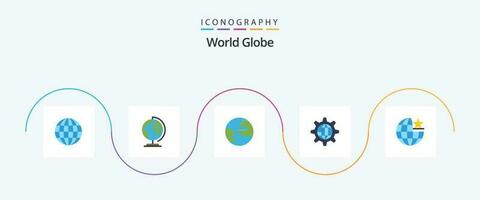 Globe Flat 5 Icon Pack Including internet. global. globe. setting. internet vector