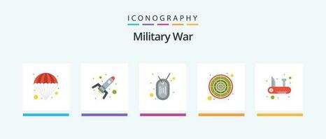 Military War Flat 5 Icon Pack Including knife. war. army. solider. military. Creative Icons Design vector