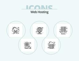 Web Hosting Line Icon Pack 5 Icon Design. hierarchy. shared. crash. server hosting. web vector
