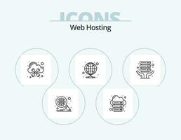 Web Hosting Line Icon Pack 5 Icon Design. hierarchy. shared. crash. server hosting. web vector