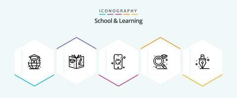 School And Learning 25 Line icon pack including . . education. school. education vector