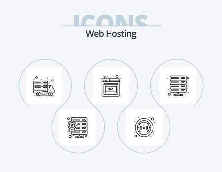 web hospedaje línea icono paquete 5 5 icono diseño. VPN servidor. reparar. base de datos. herramientas vector