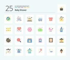 Baby Shower 25 Flat Color icon pack including baby. child. party. bath. kid vector