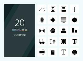 20 icono de glifo sólido de diseño para presentación vector