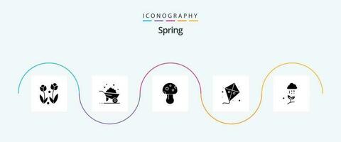 Spring Glyph 5 Icon Pack Including cloud rain. kite. spring. easter. spring vector