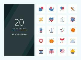 20 Usa Flat Color icon for presentation vector