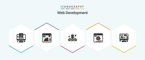 Web Development 25 FilledLine icon pack including management. data. business. optimization. development vector