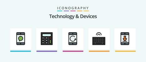 Devices Line Filled 5 Icon Pack Including mobile. communication. control. cellphone. socket. Creative Icons Design vector