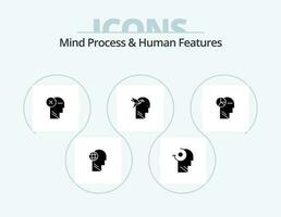 Mind Process And Human Features Glyph Icon Pack 5 Icon Design. imaginaton. thinking. head. mind. human vector