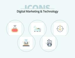 Digital Marketing And Technology Flat Icon Pack 5 Icon Design. technology. ambient. device. transport. train vector