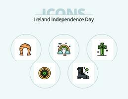 Irlanda independencia día línea lleno icono paquete 5 5 icono diseño. fútbol. flor. beber. anémona. cumpleaños y fiesta vector