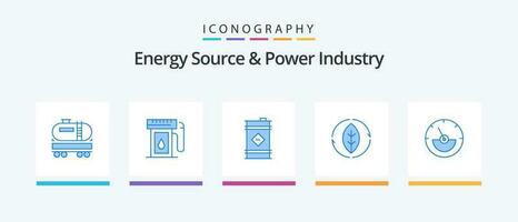 Energy Source And Power Industry Blue 5 Icon Pack Including ampere meter. power. barrel. source. energy. Creative Icons Design vector