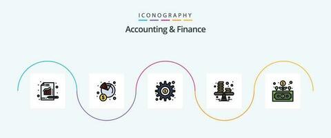 Accounting And Finance Line Filled Flat 5 Icon Pack Including profit. business. money. balance. money vector