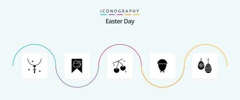 Easter Glyph 5 Icon Pack Including easter. food. cherry. egg. bird vector