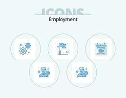 Employment Blue Icon Pack 5 Icon Design. online. target. office. success. settings vector