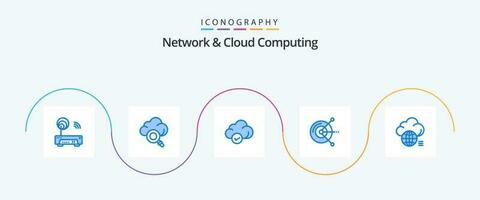 Network And Cloud Computing Blue 5 Icon Pack Including light. cloud. safe. hard drive disk. computing vector