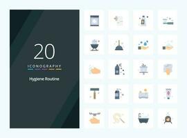 20 icono de color plano de rutina de higiene para presentación vector