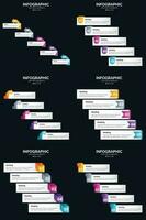 plantilla de diapositiva de presentación del paquete de infografías vectoriales 6 diagramas de ciclo de 5 pasos y líneas de tiempo vector