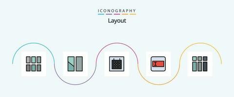 Layout Line Filled Flat 5 Icon Pack Including . layout. image vector