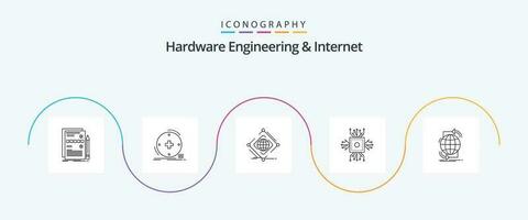 Hardware Engineering And Internet Line 5 Icon Pack Including microchip. chip. healthcare. web. internet vector