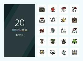 20 Summer line Filled icon for presentation vector