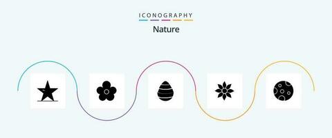 Nature Glyph 5 Icon Pack Including nature. clematis. present. amaryllis flower. spring vector