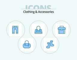 ropa y accesorios azul icono paquete 5 5 icono diseño. . . bolsa. maleta. negocio vector