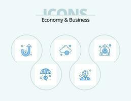 Economy And Business Blue Icon Pack 5 Icon Design. finance. service. dollar. server. cloud vector