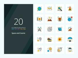 20 Space Flat Color icon for presentation vector