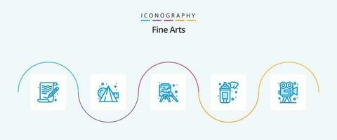 Fine Arts Blue 5 Icon Pack Including camera. paint. easel. arts. spray vector