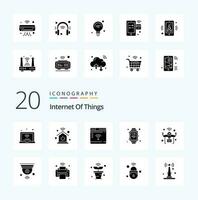 20 Internet Of Things Solid Glyph icon Pack like iot drone internet internet of things hand watch vector