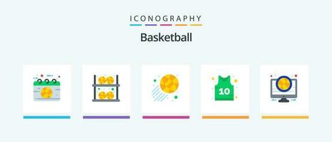 Basketball Flat 5 Icon Pack Including basketball. sport. player. shirt. goal. Creative Icons Design vector