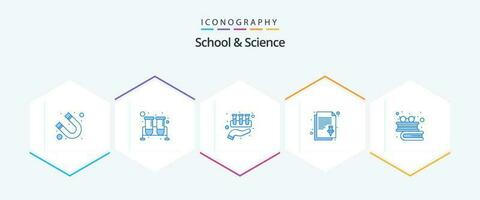 School And Science 25 Blue icon pack including glasses. task. chemical. pin. note vector