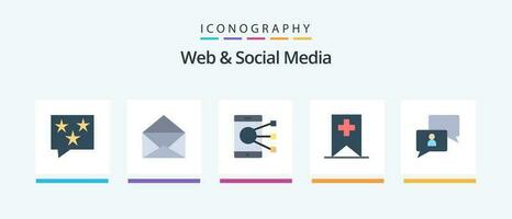 web y social medios de comunicación plano 5 5 icono paquete incluso charlar. medios de comunicación. conectar. más. compartir. creativo íconos diseño vector