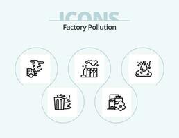 Factory Pollution Line Icon Pack 5 Icon Design. pollution. garbage. world. environment. trash vector